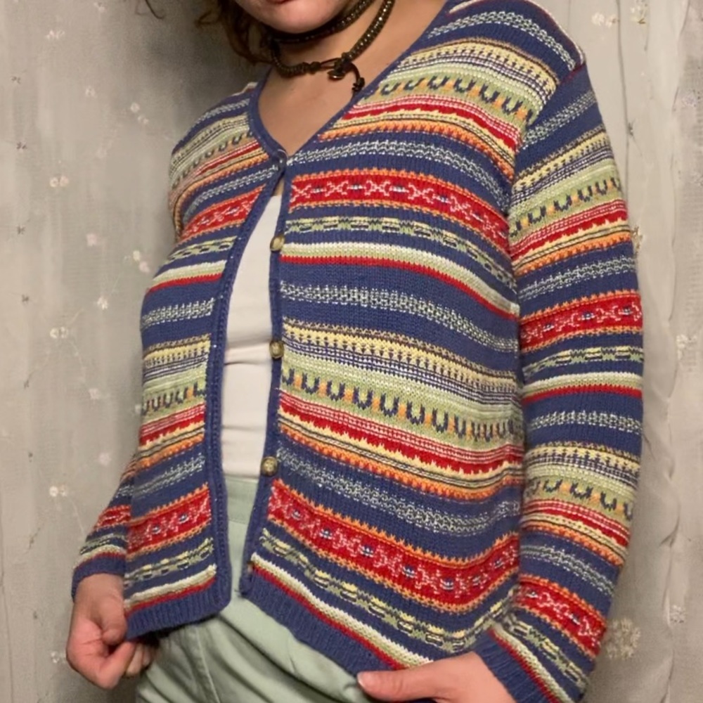Eddie Bauer Linen & Cotton Colorful Cute Cardigan